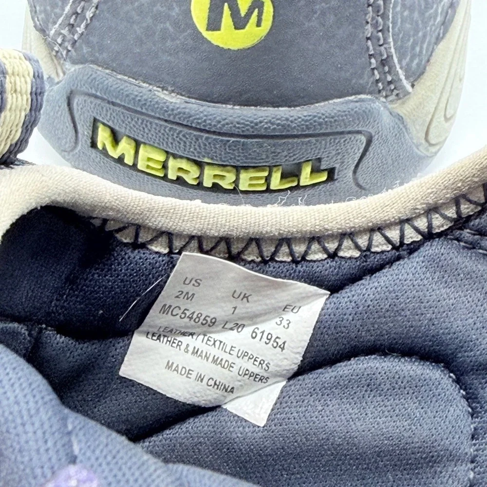 Merrell Hydro Kids Water Sandals Grey Lime Green Size 2M MC54859 Hiking Shoes